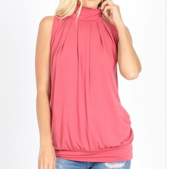 Unique Love mock neck top-rose - Picture 2 of 2